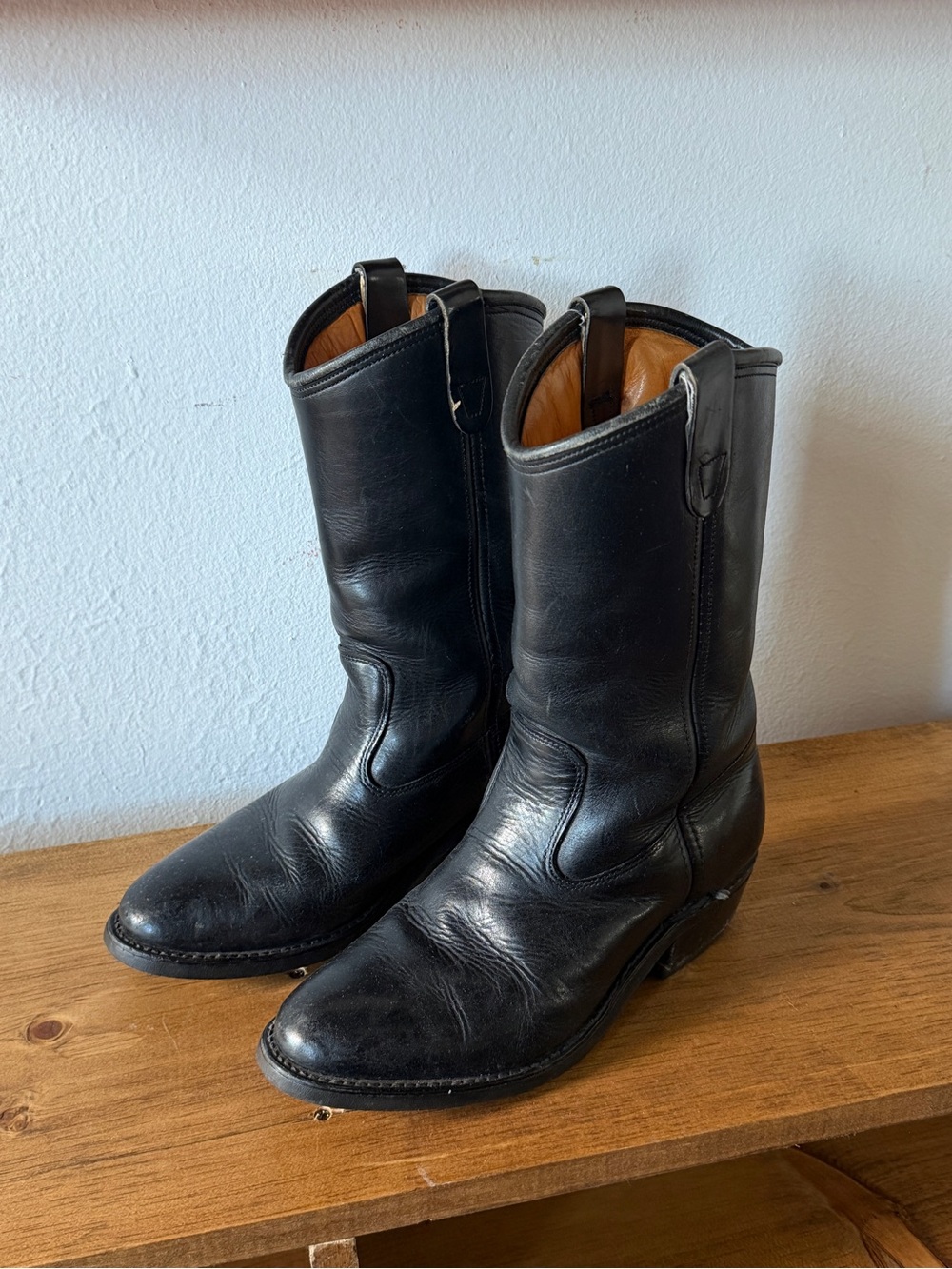 Men's Black Vintage Leather Western Boots